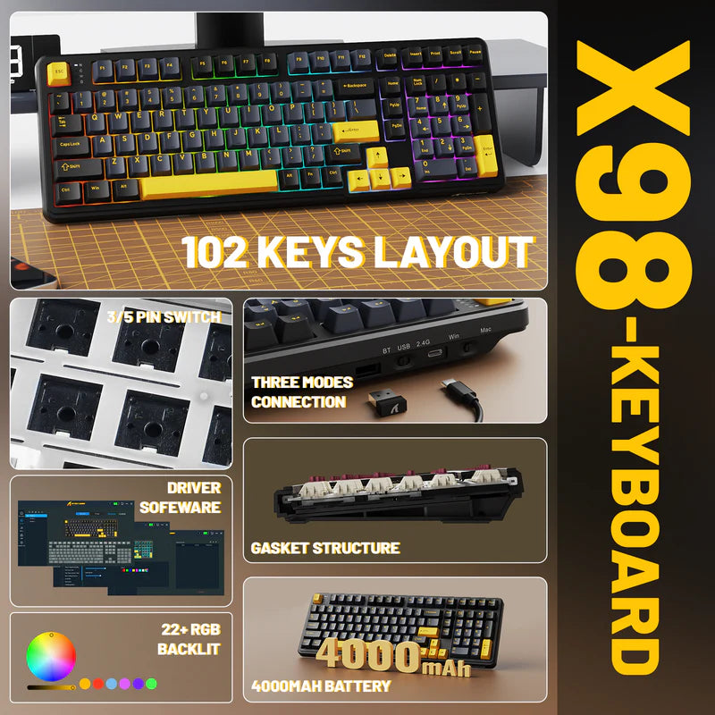 ATTACK SHARK X98 Full-size Wireless Mechanical Keyboard