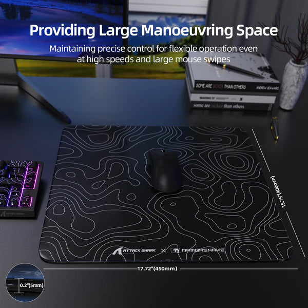 ATTACK SHARK CM05 Glass Gaming Mouse Pad black